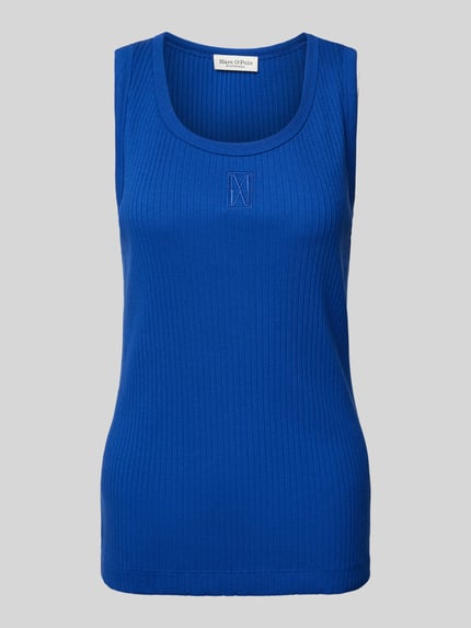 Marc O'Polo Nauwsluitende tanktop van katoenmix met logostitching Koningsblauw - 2