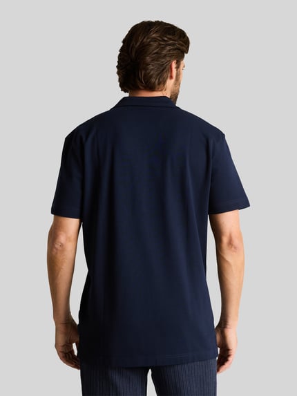 Tom Tailor regular fit poloshirt van katoenmix met resortkraag Marineblauw - 5