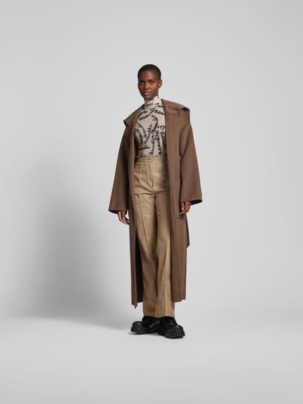 Nanushka Flared fit broek met leerlook Taupe - 1