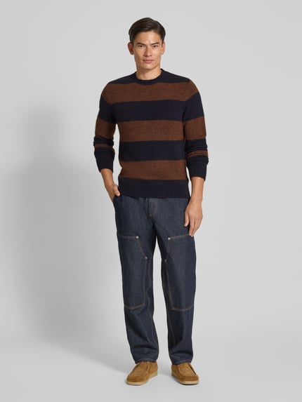 Forét Strickpullover mit Leinen-Anteil Modell 'ALPINE' Dunkelblau 1
