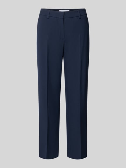 Produktfoto, Wide Fit Stoffhose mit Viskose-Anteil Modell 'Olessa' von Raffaello Rossi in Dunkelblau, Crêpe-Struktur, Bügelfalten, elastischer Material-Mix