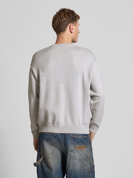 REVIEW Strickpullover mit gerippten Abschlüssen Hellgrau Melange 5