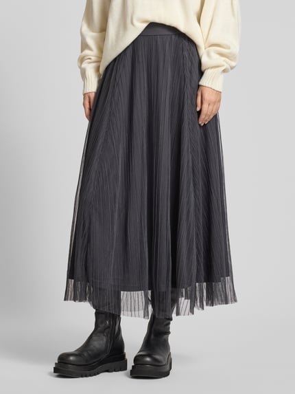 ONLY regular fit midi-rok van mesh model 'LAVINA' Antraciet - 4