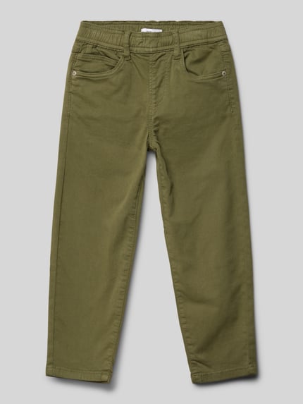 NAME IT Spodnie o kroju tapered fit z 5 kieszeniami model ‘SILAS’ Oliwkowy 1