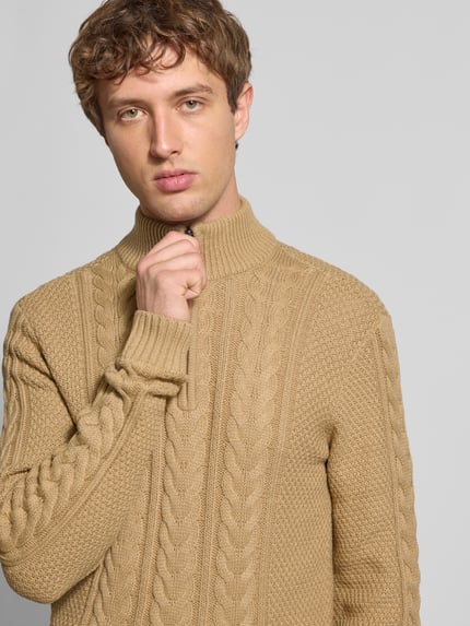 Blend Gebreide pullover met ritssluiting, model 'BASIM' Beige - 3