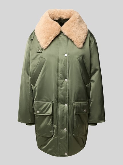 BAUM & PFERDGARTEN Daunenjacke mit kontrastierendem Webpelzkragen Khaki 1