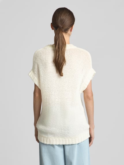 My Essential Wardrobe Pullunder met wol-aandeel model 'Lingo' Wit - 5