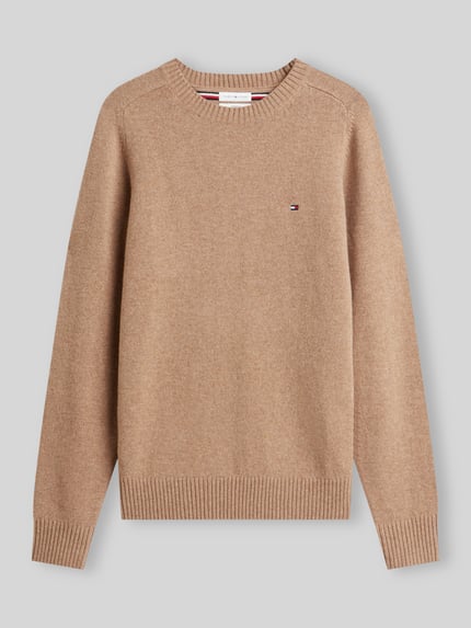 Tommy Hilfiger Regular Fit Pullover aus Lammwoll-Mix Camel 2