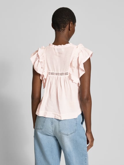 Neo Noir Regular Fit Blusentop mit Kappärmeln Modell 'Jayla' Pink 5