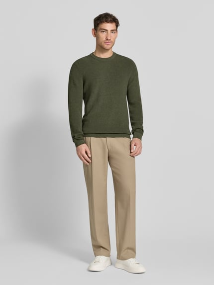 MCNEAL Gebreide pullover met ribboorden Kaki gemêleerd - 1
