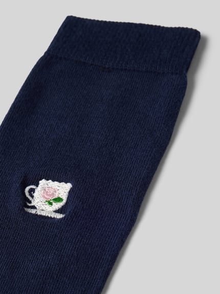 Burlington Sokken met labeldetail model 'BRIT' Donkerblauw - 2