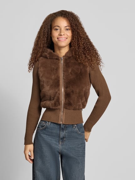 Juicy Couture Regular Fit Strickjacke mit Kapuze Modell 'NAILA' Dunkelbraun 4