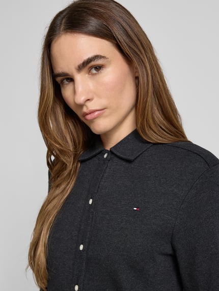 Tommy Hilfiger Bluzka z długim rękawem o kroju regular fit z czystej bawełny Antracytowy 3