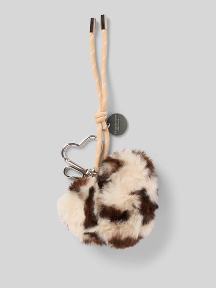 Seidenfelt Schlüsselanhänger mit Logo-Detail Modell 'Furry Heart' Beige 1