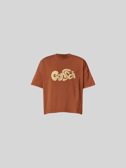 Bonsai t-shirt o kroju oversized z detal z logo Średniobrązowy 2