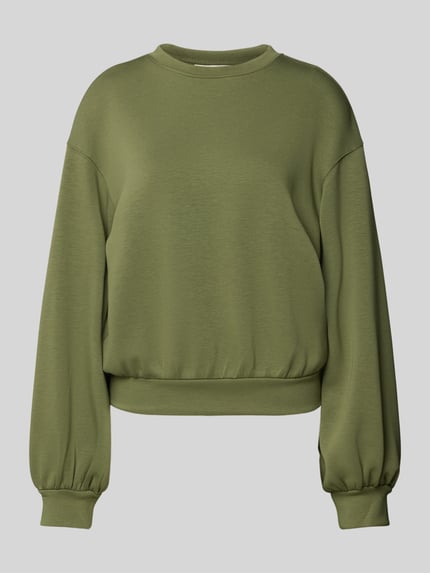 Produktfoto, Oversized Sweatshirt met geribde boorden model 'Brionna' van MSCH Copenhagen, stretch viscosemix, olijfgroen, ronde hals