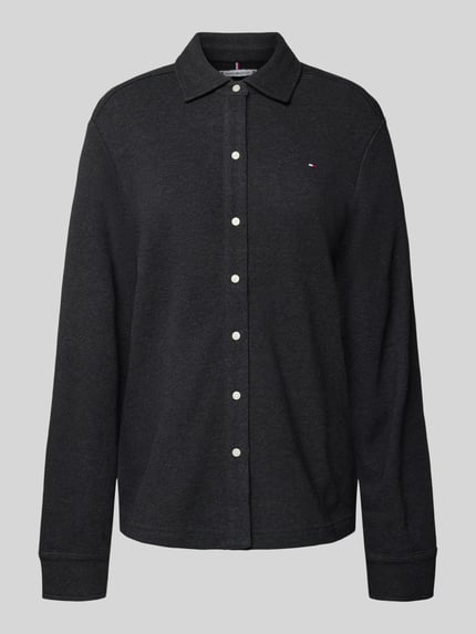 Tommy Hilfiger Bluzka z długim rękawem o kroju regular fit z czystej bawełny Antracytowy 2