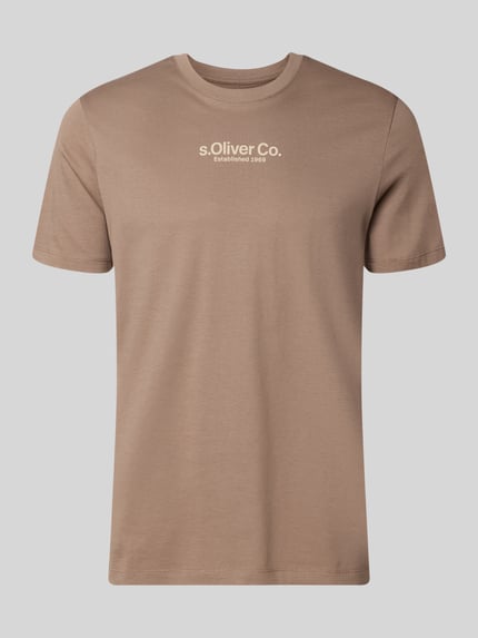 Produktfoto, Regular Fit T-shirt uit puur katoen van s.Oliver RED LABEL in effen kleuren met labelprint, ronde hals, korte mouw, gladde textuur