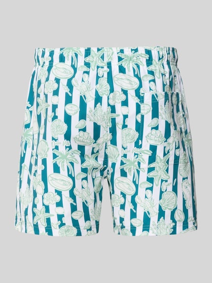 Produktfoto, spodenki kąpielowe o kroju regular fit z wzorem na całej powierzchni, model 'MAUI VIBES NOVELTY' od Jack & Jones, elastyczny pas