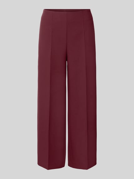 Produktfoto, Stoffhose mit Bügelfalte und Eingrifftaschen von MORE & MORE in Dunkelrot, Wide Leg Fit, Material-Mix mit Viskose-Anteil