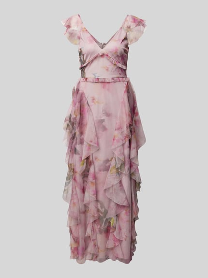 Lace & Beads Abendkleid mit Volants Rosa 2