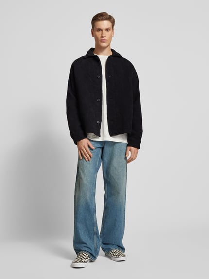 JACK & JONES Regular Fit Freizeithemd mit Strukturmuster Modell 'GREENPOINT' Black 1