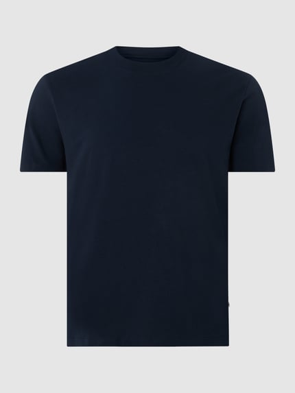 Selected T-shirt z prążkowanym, okrągłym dekoltem model ‘RELAXCOLMAN’ Granatowy 1