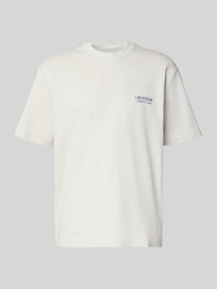 Produktfoto, Oversized T-Shirt mit Label-Print von Lindbergh in Weiß aus Reine Baumwolle, Oversized-Fit, Rundhalsausschnitt, Rückenlänge 70 cm bei Größe M