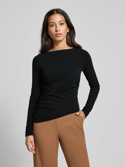 GUIDO MARIA KRETSCHMER WOMAN Slim fit shirt met lange mouwen in geplooide look, model 'Hellen' Zwart - 4