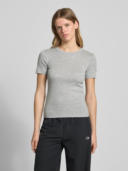Champion T-shirt z prążkowanym okrągłym dekoltem Jasnoszary 4