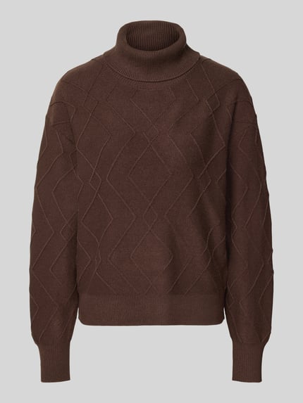 FREE/QUENT Gebreide pullover met ribboorden, model 'Saturn' Donkerbruin - 2
