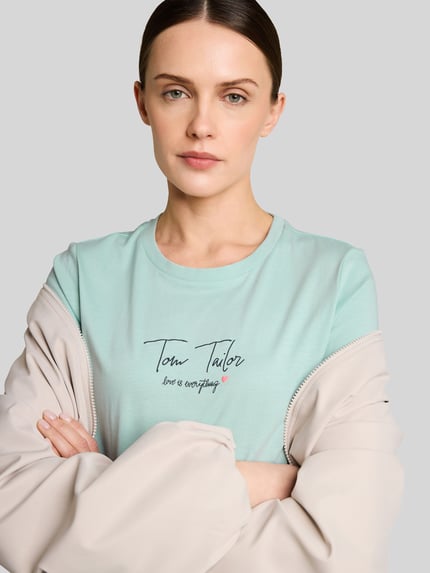 Tom Tailor Regular Fit T-Shirt mit Logo Print Mint 3