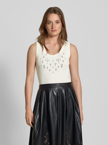 Oui Tanktop mit Ziersteinbesatz Weiss 4