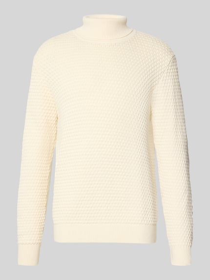 Rollkragenpullover mit gerippten Abschlüssen Shop The Look MANNEQUINE