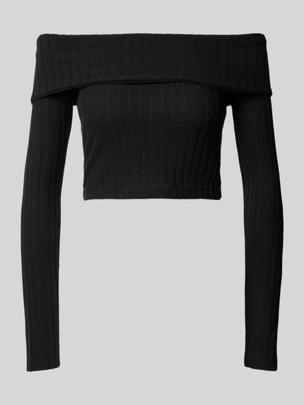 NOISY MAY® Off shoulder-shirt met lange mouwen in riblook, model 'VILLAGE' Zwart - 2