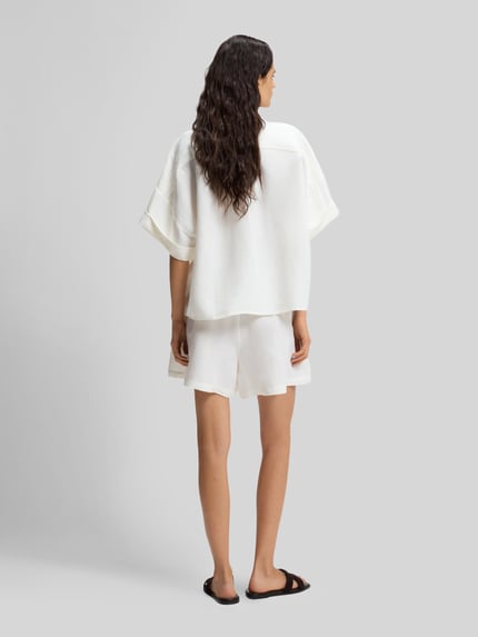 BOSS Orange regular fit blouse van mix van linnen en viscose model 'BISENAS' Offwhite - 5