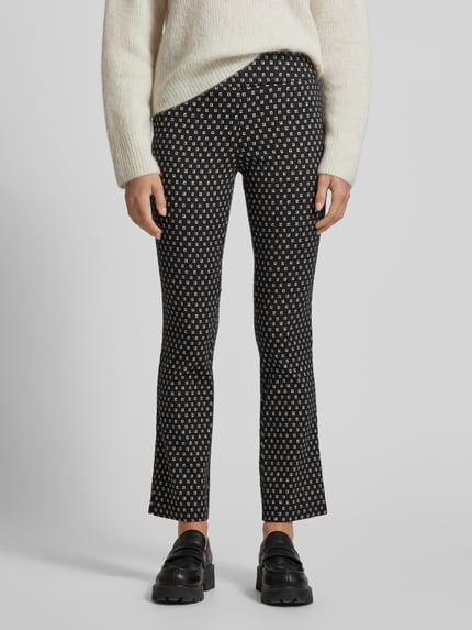Stehmann Stoffen broek met labeldetail, model 'Ina' Zwart - 4