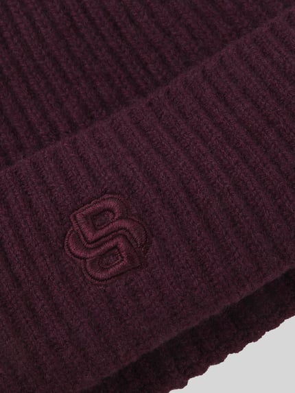 BOSS Czapka beanie z mieszanka wełny i kaszmiru model 'LEAH' Bordowy 4