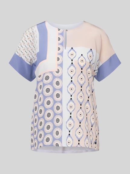 Marc Cain Regular Fit Bluse aus Viskose-Mix mit Schlüssellochausschnitt Kitt 2