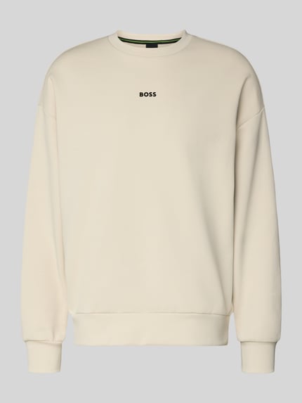 Produktfoto, Regular Fit Bluza z bawełnianej mieszanki Model 'STENSON' od BOSS Green, efekt: jednolity kolor, napis z logo, okrągły dekolt, długi rękaw, elastyczne wykończenia, dzianina dresowa ze stretchem.