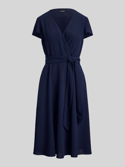 Lauren Ralph Lauren Knielanges Kleid in Wickeloptik Marine 2