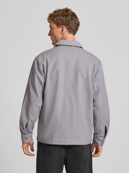 JACK & JONES koszula o kroju regular fit w koszulowym stylu z kołnierzykiem typu kent model 'REGENT' Jasnoszary melanż 5