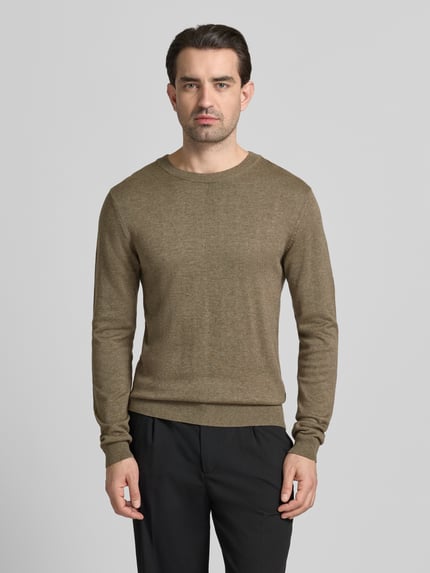 Casual Friday Gebreide pullover met geribde boorden Model 'BELLS' Chocoladebruin - 4