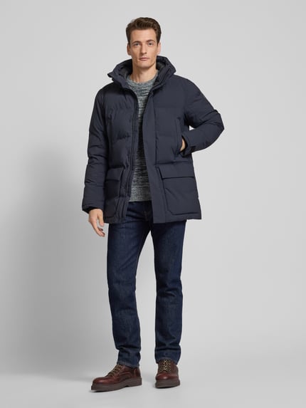 Save The Duck Gewatteerd jack met capuchon, model 'QUINLAN' Marineblauw - 1