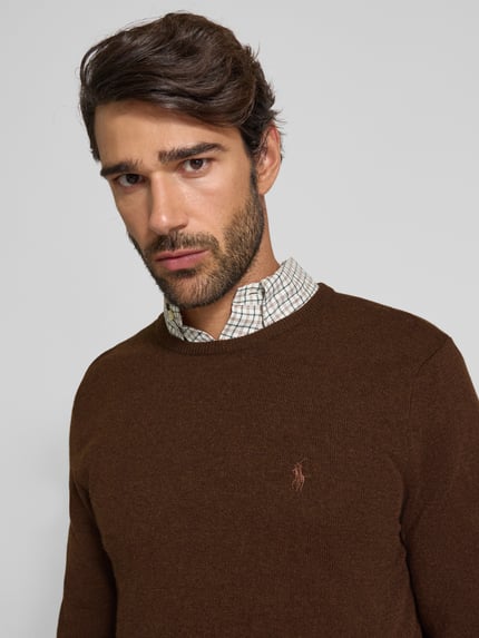 Polo Ralph Lauren Regular Fit Strickpullover aus reiner Wolle Schoko 3
