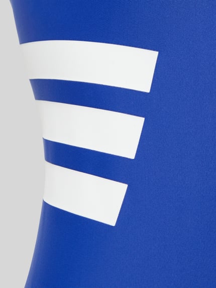 Produktfoto, Slim Fit Sportbadeanzug mit Logo-Print von adidas, efekt: jednolity kolor, krój slim fit, bez zapięcia, aplikacja: nadruk z logo, okrągły dekolt, szerokie ramiączka, wykończenie materiału: tkana faktura, adidas Sportswear