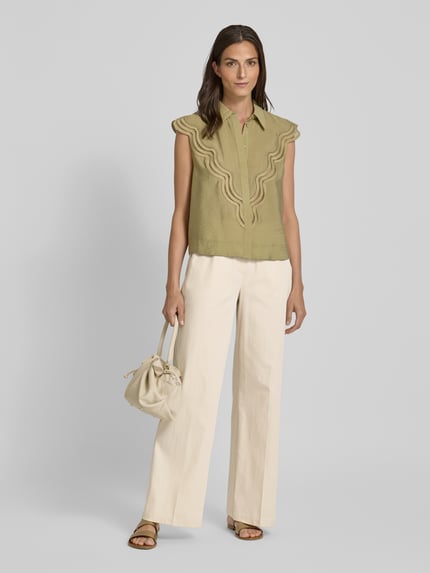 OPUS PANTS Wide Leg Stoffhose mit Paspeltaschen am Gesäß Modell 'Mucia' Offwhite 1