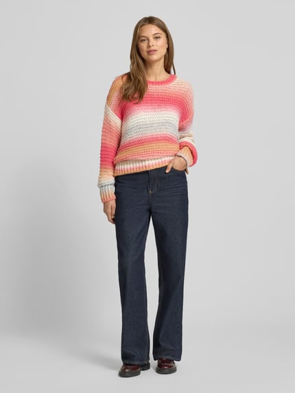 Milano Italy Strickpullover aus Woll-Mix mit Rundhalsausschnitt Pink 1