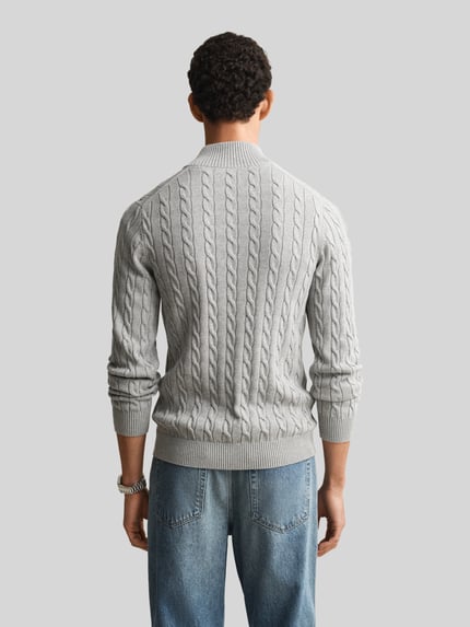 GANT Regular Fit Troyer mit Half Zip Hellgrau 5