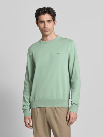 BOSS Regular fit gebreide pullover van puur katoen model 'UPCAS' Mintgroen - 4